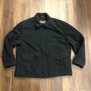 VTG Columbia Sportswear Black Wool Blend Zip Chore Outdoor Jacket Coat Mens XXL
